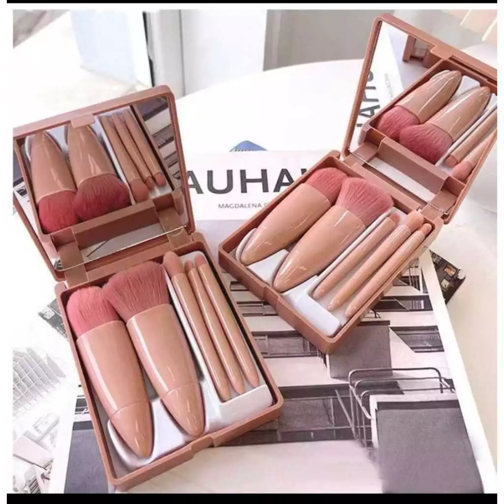 Kuas Makeup Set isi 5 Pcs + Kotak Cermin